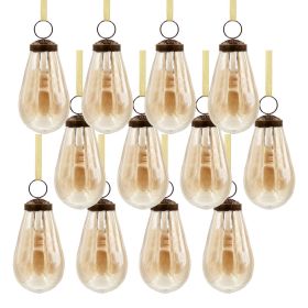 2" x 2" x 3.7" Luster Tear Drop Ornament, Glass Decorative Hanging Christmas Tree Ornaments for Holiday Party Decorations, Set of 12