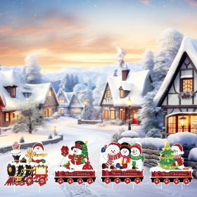 4 Pieces Christmas Yard Sign with Stakes Santa Red Train Xmas Party Decorations Corrugated Plastic Christmas Garden Stakes for Christmas Holiday Yard