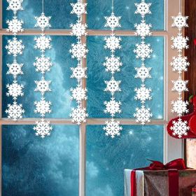 6 Pcs Christmas Snowflake Hanging Decoration 3 Designs White Snowflake Paper Garland Christmas Tree Hanging Ornaments for Christmas Winter New Year Wo