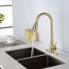 Gold Kitchen Faucets with Pull Down Sprayer, Kitchen Sink Faucet with Pull Out Sprayer,Fingerprint Resistant, Single Hole Deck Mount, Single Handle Co