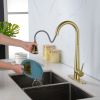 Gold Kitchen Faucets with Pull Down Sprayer, Kitchen Sink Faucet with Pull Out Sprayer,Fingerprint Resistant, Single Hole Deck Mount, Single Handle Co