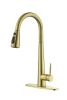 Gold Kitchen Faucets with Pull Down Sprayer, Kitchen Sink Faucet with Pull Out Sprayer,Fingerprint Resistant, Single Hole Deck Mount, Single Handle Co