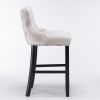 A&A Furniture,Contemporary Velvet Upholstered Wing-Back Barstools with Button Tufted Decoration and Wooden Legs, and Chrome Nailhead Trim, Leisure Sty