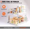 2 Tier 14"W x 21"D Pull Out Cabinet Organizer, Heavy Duty Slide Out Pantry Shelves, Chrome-Plated Steel Roll Out Drawers, Sliding Drawer Storage