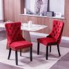 Classic Velvet Dining Chairs, High-end Tufted Solid Wood Contemporary Velvet Upholstered Dining Chair with Wood Legs Nailhead, SET OF 2,Burgundy, Wine
