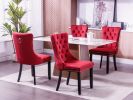 Classic Velvet Dining Chairs, High-end Tufted Solid Wood Contemporary Velvet Upholstered Dining Chair with Wood Legs Nailhead, SET OF 2,Burgundy, Wine