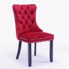Classic Velvet Dining Chairs, High-end Tufted Solid Wood Contemporary Velvet Upholstered Dining Chair with Wood Legs Nailhead, SET OF 2,Burgundy, Wine