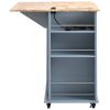 Kitchen Island with Power Outlet,Kitchen Storage Island with Drop Leaf and Rubber Wood,Open Storage and Wine Rack,5 Wheels,with Adjustable Storage for
