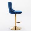 A&A Furniture,Golden Swivel Velvet Barstools Adjusatble Seat Height from 25-33 Inch, Modern Upholstered Bar Stools with Backs Comfortable Tufted for H