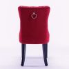 Classic Velvet Dining Chairs, High-end Tufted Solid Wood Contemporary Velvet Upholstered Dining Chair with Wood Legs Nailhead, SET OF 2,Burgundy, Wine