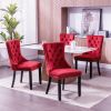 Classic Velvet Dining Chairs, High-end Tufted Solid Wood Contemporary Velvet Upholstered Dining Chair with Wood Legs Nailhead, SET OF 2,Burgundy, Wine