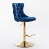 A&A Furniture,Golden Swivel Velvet Barstools Adjusatble Seat Height from 25-33 Inch, Modern Upholstered Bar Stools with Backs Comfortable Tufted for H