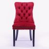 Classic Velvet Dining Chairs, High-end Tufted Solid Wood Contemporary Velvet Upholstered Dining Chair with Wood Legs Nailhead, SET OF 2,Burgundy, Wine