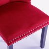 Classic Velvet Dining Chairs, High-end Tufted Solid Wood Contemporary Velvet Upholstered Dining Chair with Wood Legs Nailhead, SET OF 2,Burgundy, Wine