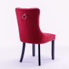 Classic Velvet Dining Chairs, High-end Tufted Solid Wood Contemporary Velvet Upholstered Dining Chair with Wood Legs Nailhead, SET OF 2,Burgundy, Wine