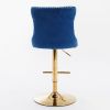 A&A Furniture,Golden Swivel Velvet Barstools Adjusatble Seat Height from 25-33 Inch, Modern Upholstered Bar Stools with Backs Comfortable Tufted for H