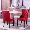Classic Velvet Dining Chairs, High-end Tufted Solid Wood Contemporary Velvet Upholstered Dining Chair with Wood Legs Nailhead, SET OF 2,Burgundy, Wine