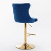 A&A Furniture,Golden Swivel Velvet Barstools Adjusatble Seat Height from 25-33 Inch, Modern Upholstered Bar Stools with Backs Comfortable Tufted for H