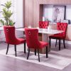 Classic Velvet Dining Chairs, High-end Tufted Solid Wood Contemporary Velvet Upholstered Dining Chair with Wood Legs Nailhead, SET OF 2,Burgundy, Wine
