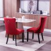 Classic Velvet Dining Chairs, High-end Tufted Solid Wood Contemporary Velvet Upholstered Dining Chair with Wood Legs Nailhead, SET OF 2,Burgundy, Wine