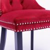 Classic Velvet Dining Chairs, High-end Tufted Solid Wood Contemporary Velvet Upholstered Dining Chair with Wood Legs Nailhead, SET OF 2,Burgundy, Wine