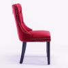 Classic Velvet Dining Chairs, High-end Tufted Solid Wood Contemporary Velvet Upholstered Dining Chair with Wood Legs Nailhead, SET OF 2,Burgundy, Wine