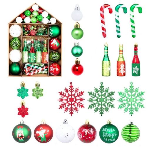 Christmas Tree Ornaments, 70 PC Shatterproof Plastic Christmas Ball Ornaments