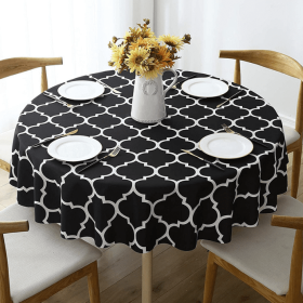 Tablecloth For Round Tables Waterproof Stain Resistant Washable Dining Table Protector (Color: Black, size: 100*100cm)