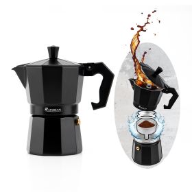 RAINBEAN Stovetop Espresso Maker 180ml For 3 Cups Espresso, Italian Moka Pot Coffee Maker, For Coffee Latte Mocha Cappuccino Macchiato Cuban Cafe Make (colour: Black)