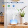 500ml Aromatherapy Oil Diffuser, 5V 2A USB Powered Wood Grain Color Essential Oil Aroma Diffuser, Auto Shut Off (When Water Use Out) With Remote Contr