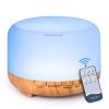 500ml Aromatherapy Oil Diffuser, 5V 2A USB Powered Wood Grain Color Essential Oil Aroma Diffuser, Auto Shut Off (When Water Use Out) With Remote Contr