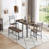 Dining Table Set, Barstool Dining Table with 2 Benches 2 Back Chairs, Industrial Dining Table for Kitchen Breakfast Table, Living Room, Party Room, Ru